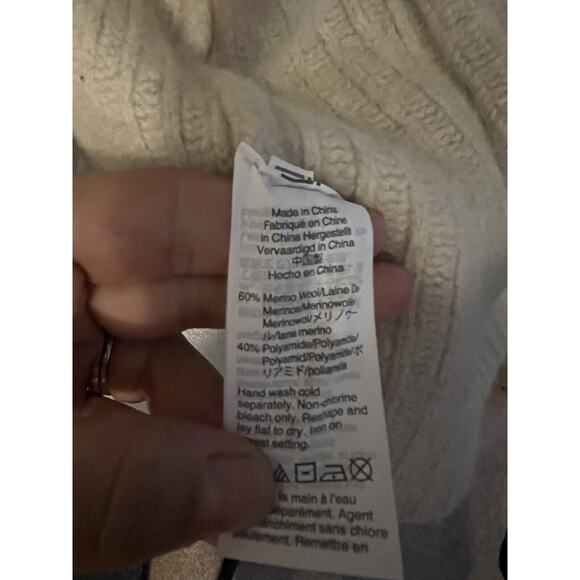 Madewell Open Cardigan Knit Merino Wool Cream Oatmeal Sz M Cropped Ivory Pocket - Picture 9 of 9